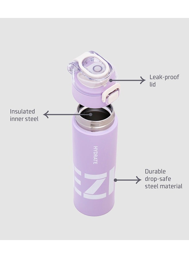 Double Wall Insulated Travel Water Bottle - Purple, 550 ML