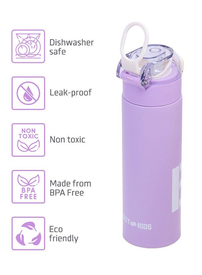 Double Wall Insulated Travel Water Bottle - Purple, 550 ML