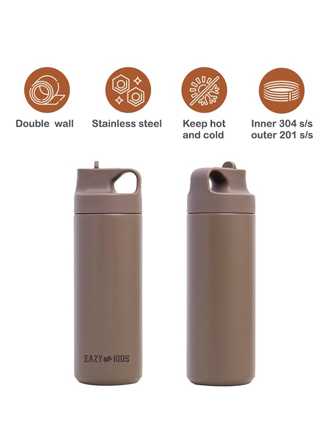 Double Wall Insulated Sports Water Bottle - Khaki, 550 ML