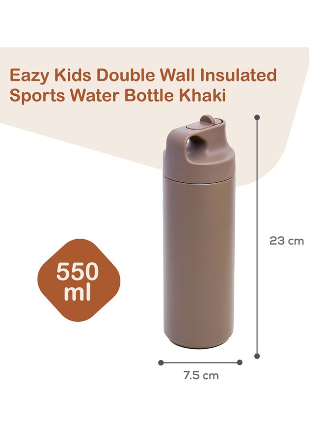 Double Wall Insulated Sports Water Bottle - Khaki, 550 ML