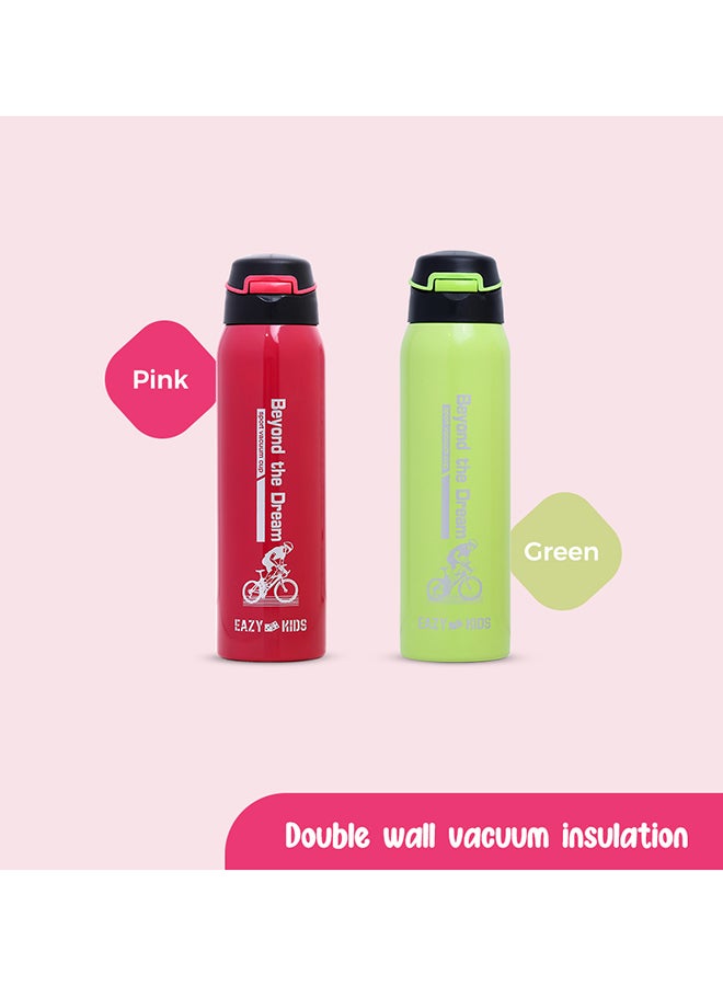 Double Wall Insulated School Water Bottle - Pink, 500 ML