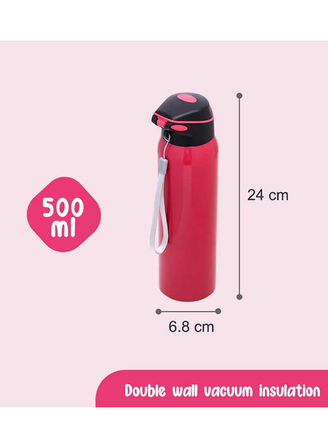 Double Wall Insulated School Water Bottle - Pink, 500 ML