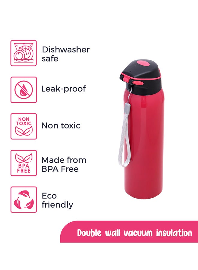 Double Wall Insulated School Water Bottle - Pink, 500 ML