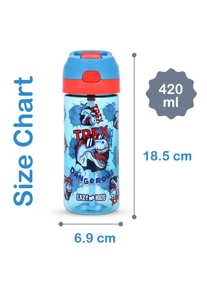 Tritan Water Bottle With Spray Dinosaur Blue, 420Ml