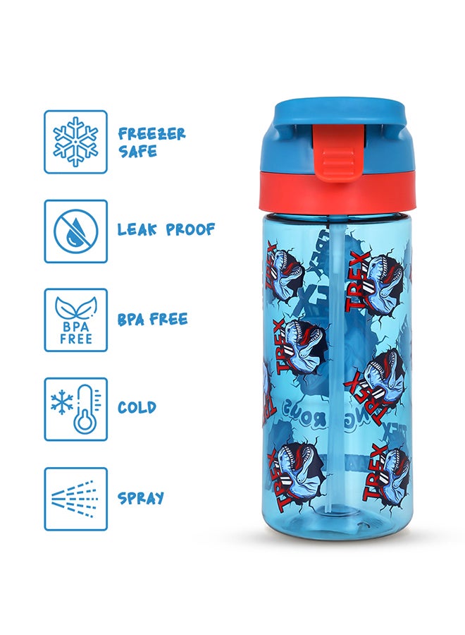 Tritan Water Bottle With Spray Dinosaur Blue, 420Ml