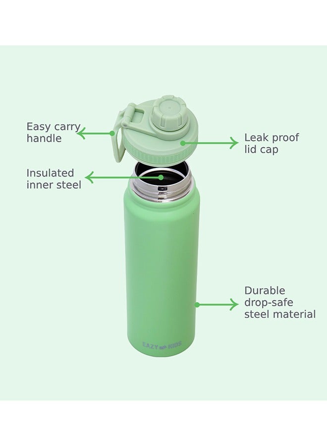 Double Wall Insulated Tracking Water Bottle - Green, 800 ML