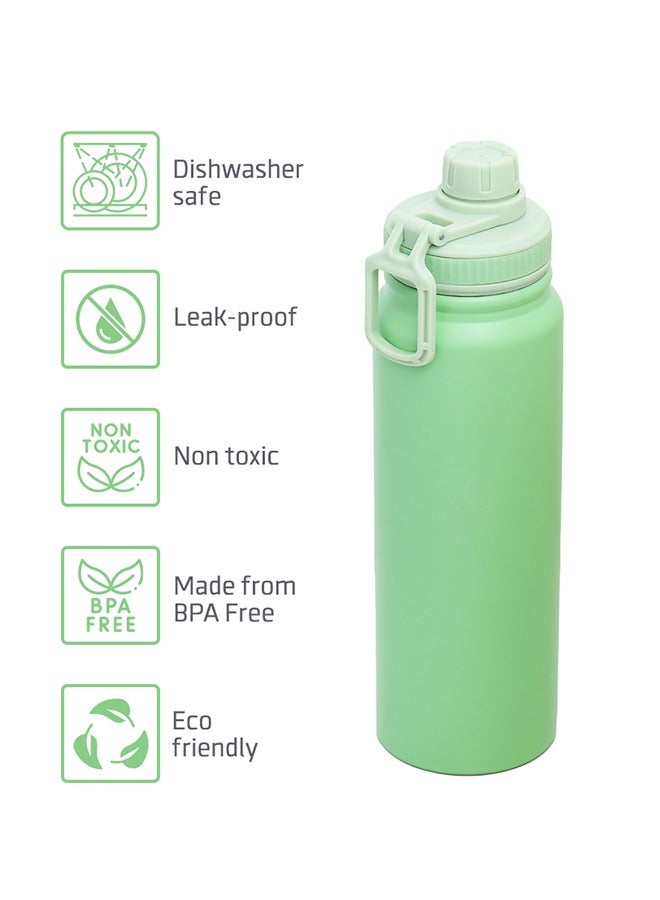 Double Wall Insulated Tracking Water Bottle - Green, 800 ML