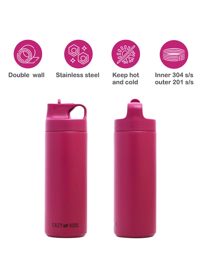 Double Wall Insulated Sports Water Bottle - Pink, 550 Ml