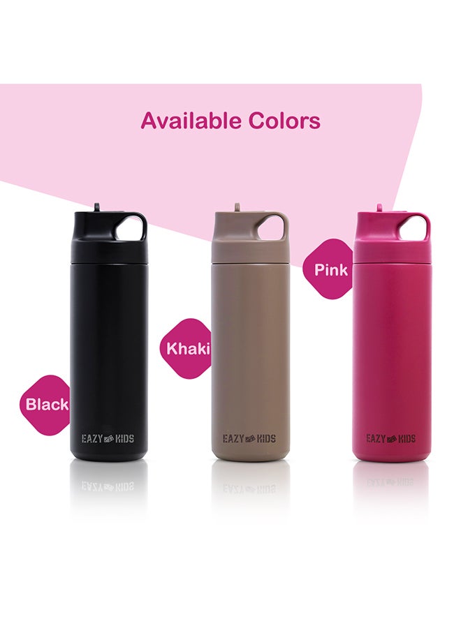 Double Wall Insulated Sports Water Bottle - Pink, 550 Ml