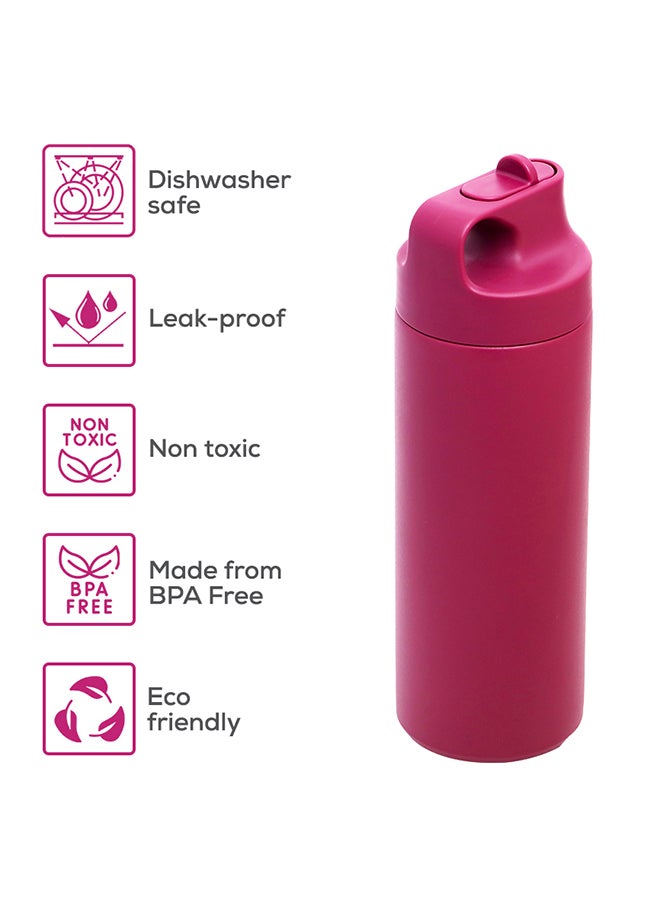 Double Wall Insulated Sports Water Bottle - Pink, 550 Ml