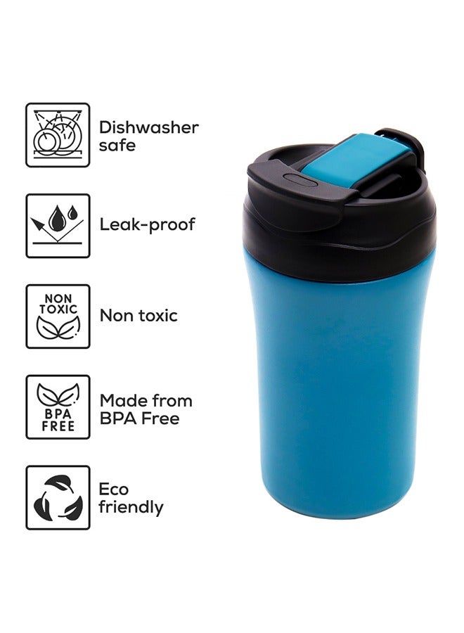 Double Wall Insulated Tumbler Water Bottle - Blue, 400 ML