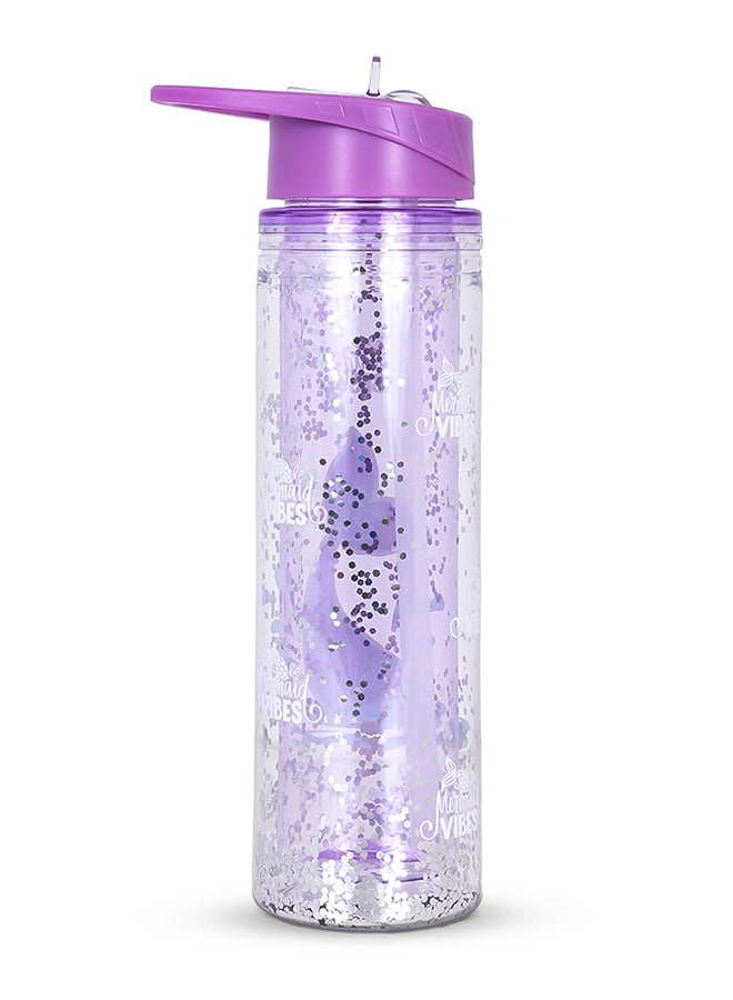 Tritan Double Wall Glitter 550Ml Water Bottle  - Mermaid Purple