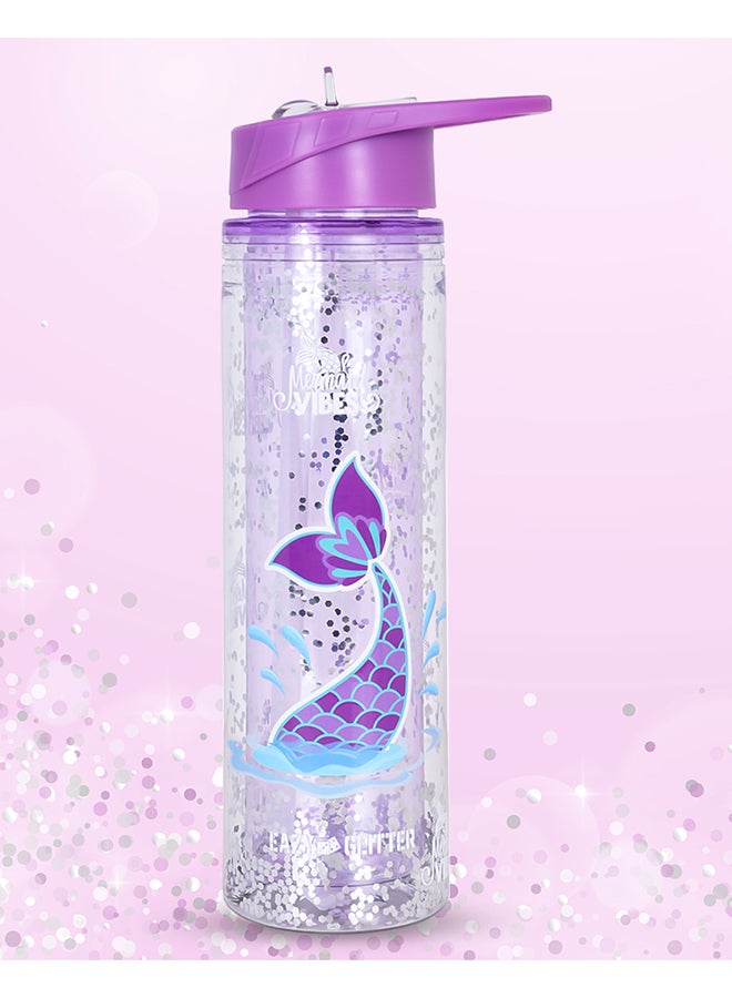 Tritan Double Wall Glitter 550Ml Water Bottle  - Mermaid Purple