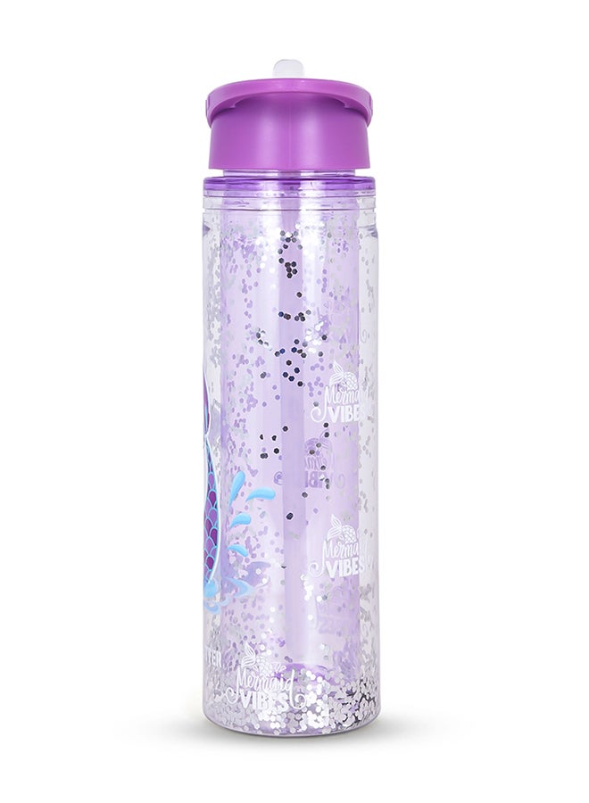 Tritan Double Wall Glitter 550Ml Water Bottle  - Mermaid Purple