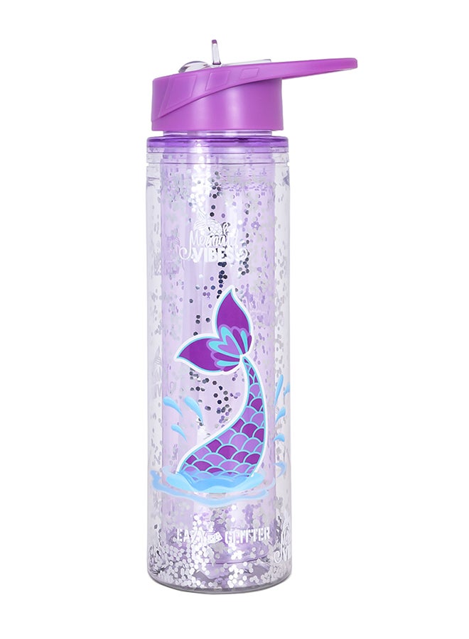 Tritan Double Wall Glitter 550Ml Water Bottle  - Mermaid Purple