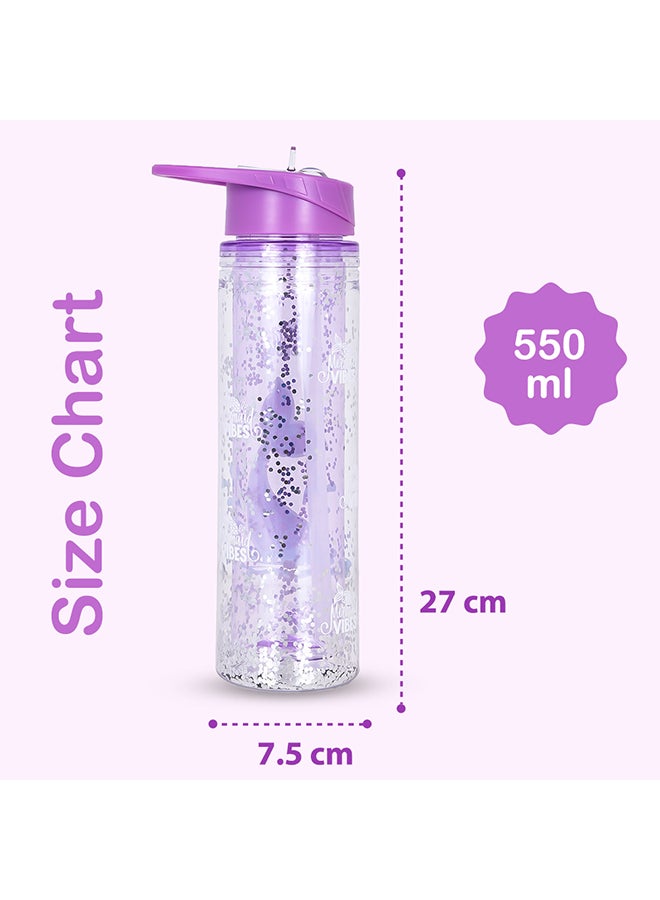 Tritan Double Wall Glitter 550Ml Water Bottle  - Mermaid Purple