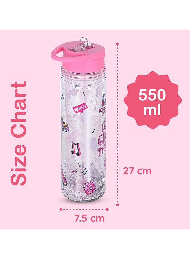 Tritan Double Wall Glitter 550Ml Water Bottle - It'S Girls Things Pink