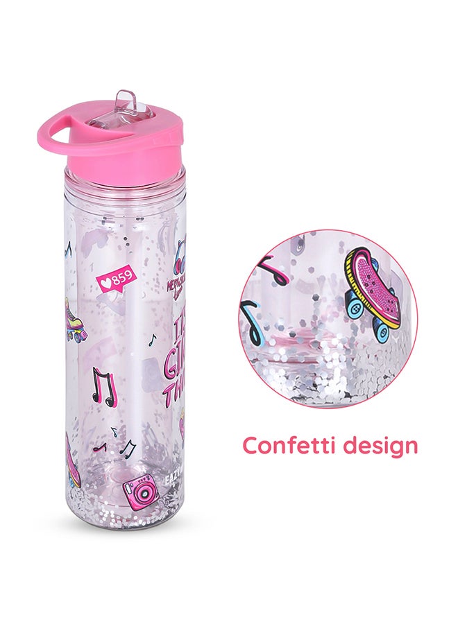 Tritan Double Wall Glitter 550Ml Water Bottle - It'S Girls Things Pink