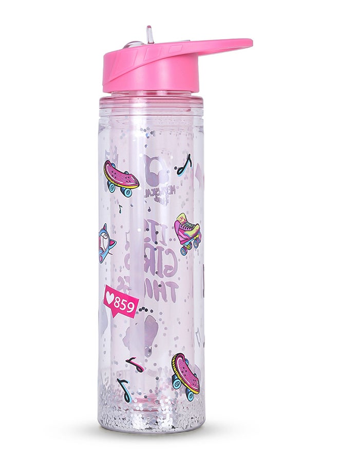 Tritan Double Wall Glitter 550Ml Water Bottle - It'S Girls Things Pink