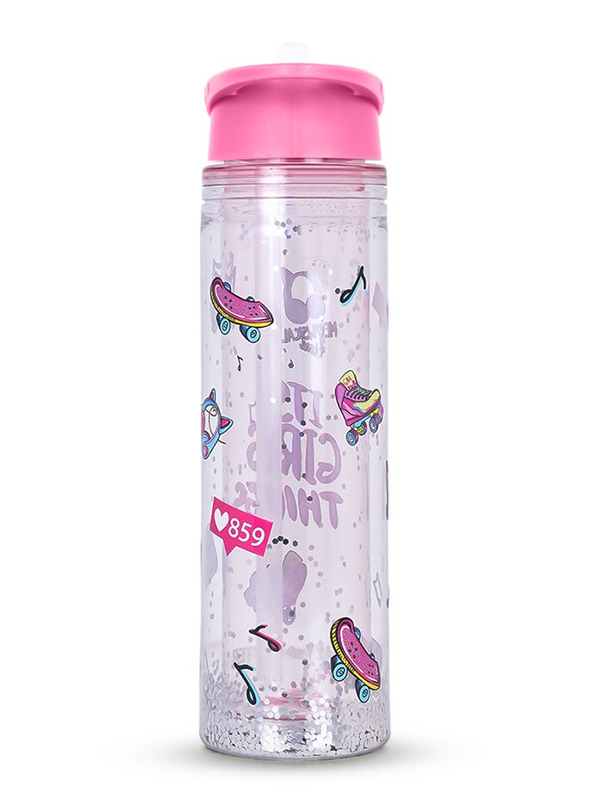 Tritan Double Wall Glitter 550Ml Water Bottle - It'S Girls Things Pink