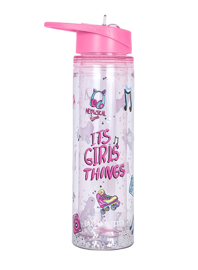 Tritan Double Wall Glitter 550Ml Water Bottle - It'S Girls Things Pink