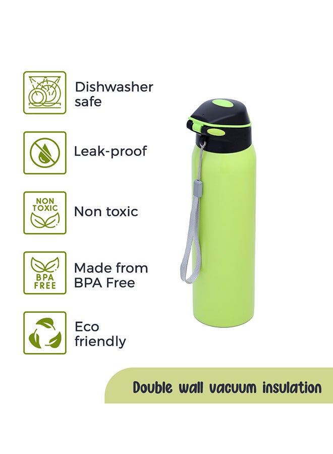 Eazy Kids Double Wall Insulated School Water Bottle - Green, 500ml