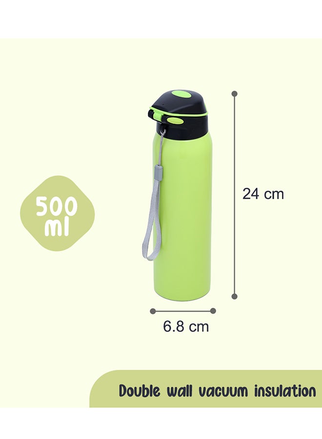 Eazy Kids Double Wall Insulated School Water Bottle - Green, 500ml