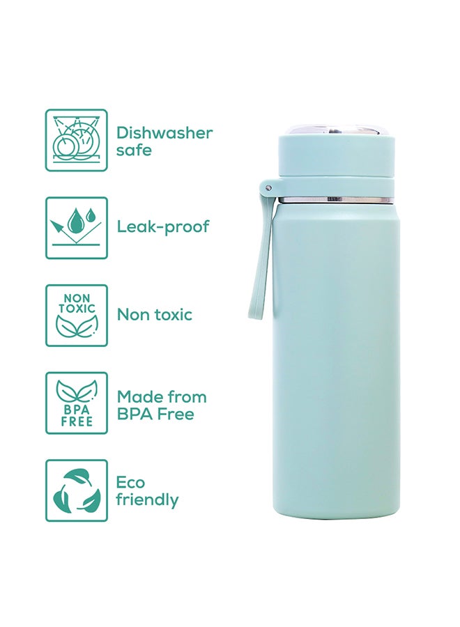 Double Wall Insulated Sports Water Bottle - Green, 450Ml