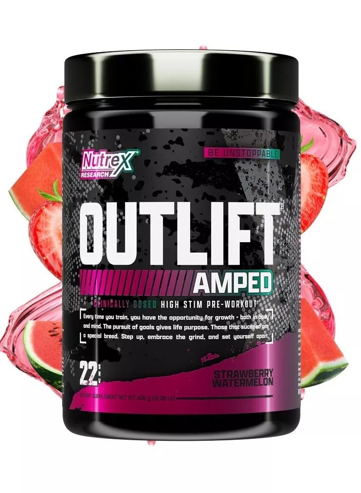 OUTLIFT Amped Max Dosed Pre Workout Strawberry  Water Melon  flavour 22 Serv 434g
