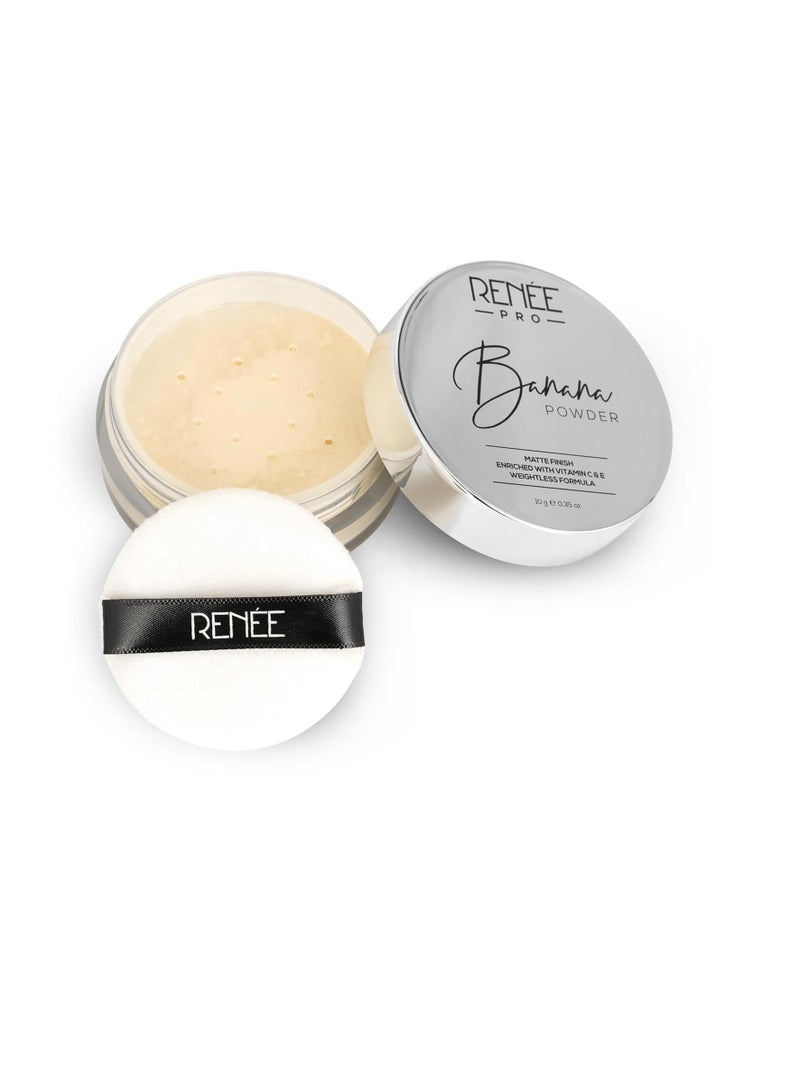 RENEE PRO Banana Loose Powder Medium Beige Sets Makeup Extended Wear anControls Shine Long Lasting  Lightweight and Blendable Vitamin C and E Infused Formula for Flawless Mattified Skin 10 Gm