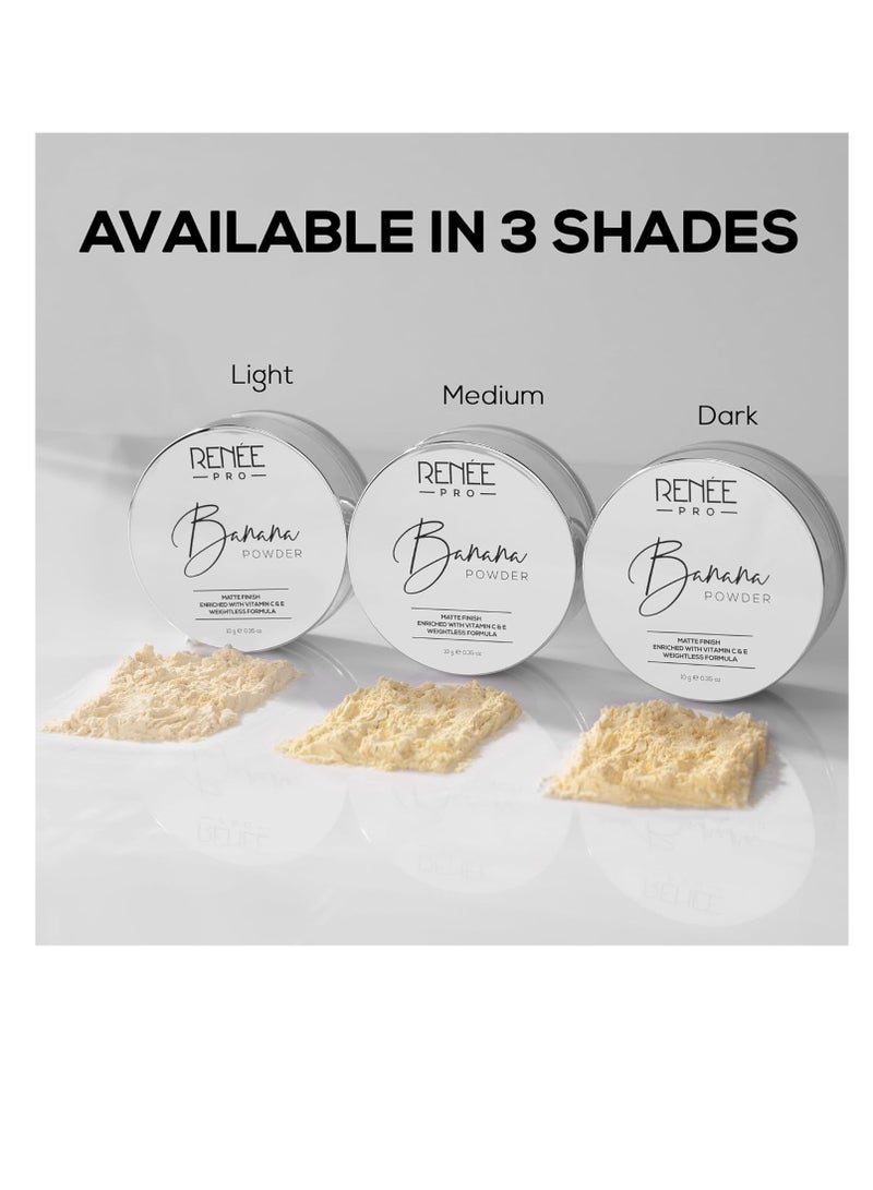 RENEE PRO Banana Loose Powder Medium Beige Sets Makeup Extended Wear anControls Shine Long Lasting  Lightweight and Blendable Vitamin C and E Infused Formula for Flawless Mattified Skin 10 Gm