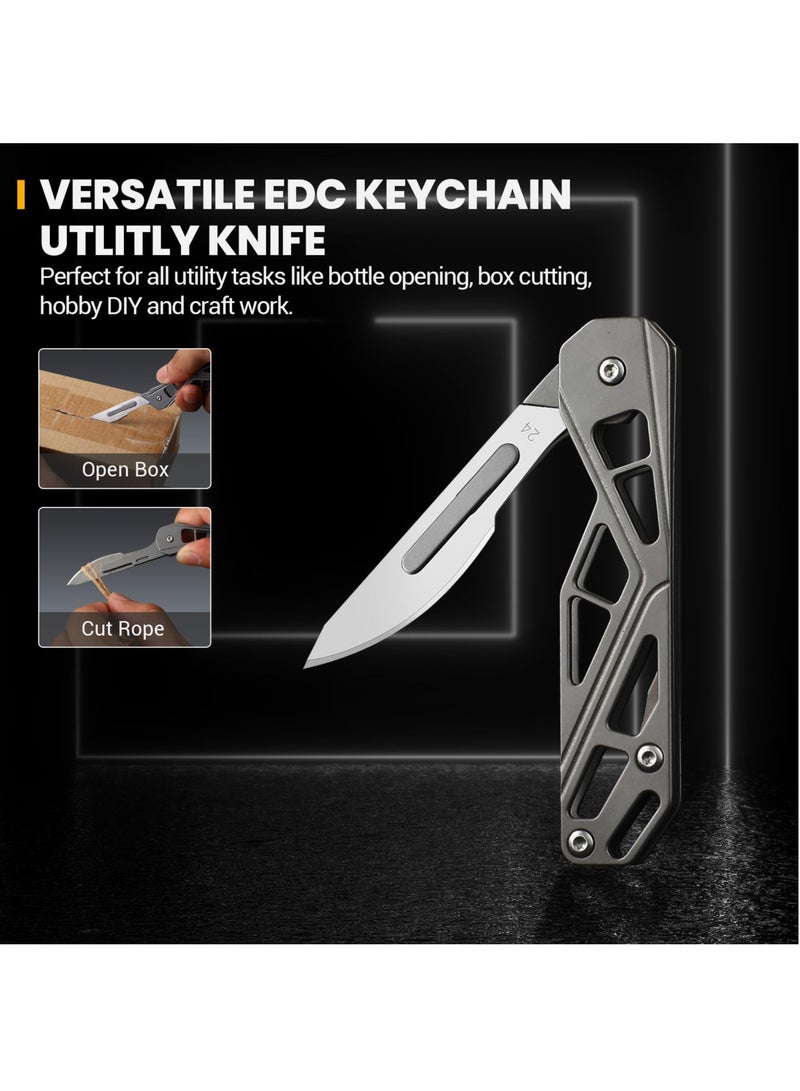 Small Pocket Knife for Men, Folding Scalpel Knife, EDC Utility Knife, Slim Razor Knife With 10 pcs # 24 Replaceable Edge Blades, Tactical Knives for Outdoor Camping Skinning Hunting