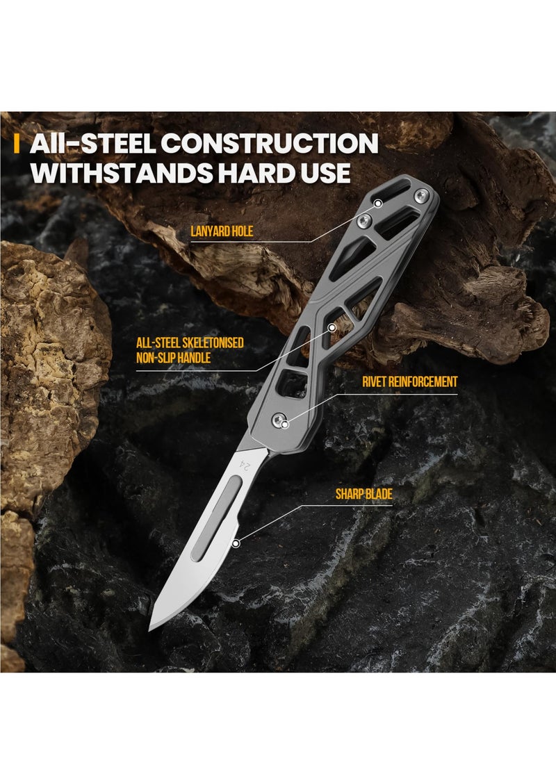 Small Pocket Knife for Men, Folding Scalpel Knife, EDC Utility Knife, Slim Razor Knife With 10 pcs # 24 Replaceable Edge Blades, Tactical Knives for Outdoor Camping Skinning Hunting