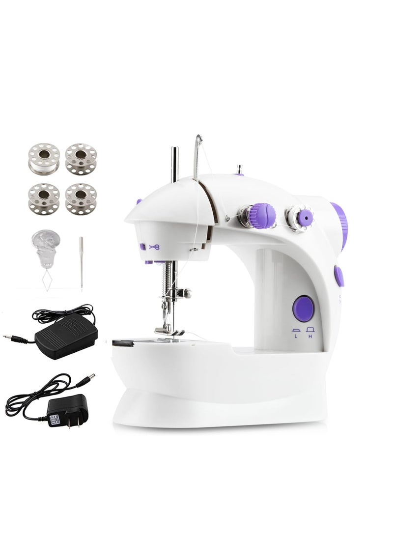 Mini Sewing Machine Upgraded Portable Two Threads Double Speed Double Switches Household Kids Beginners Travel Automatic Sewing Machine