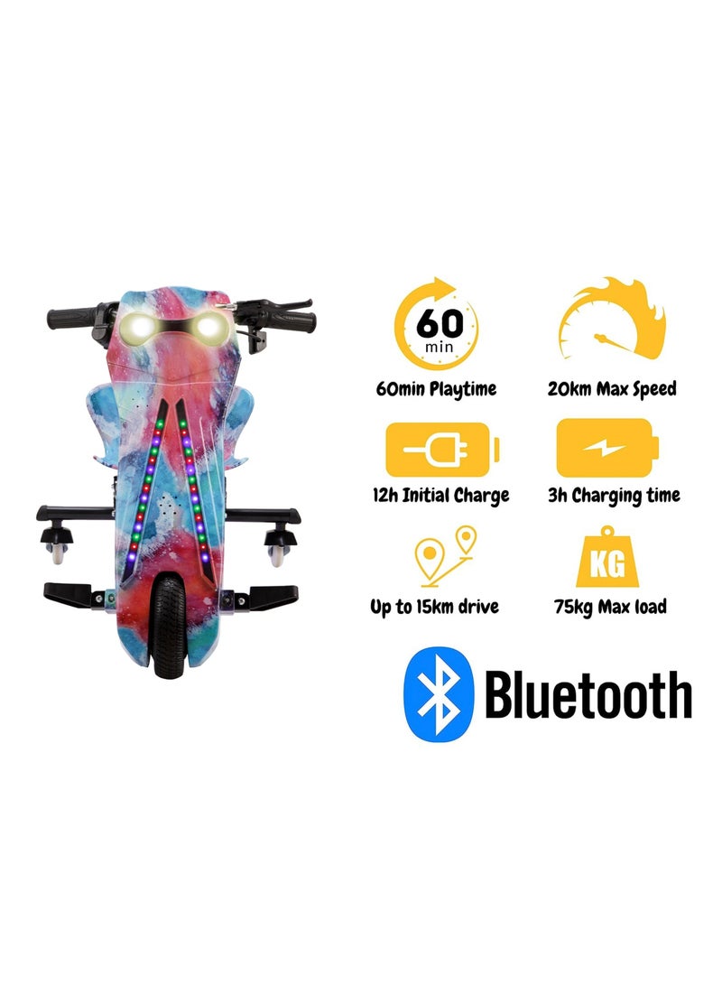 36V Drifting Scooter 3 Wheel Electric Scooter - 3 Driving Modes- Bluetooth- Speaker- Lights - Shock Absorber Safety Gears Speed Up To 20KM/h 94cm