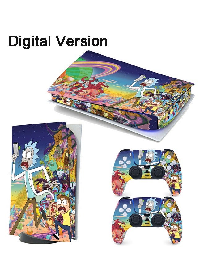 Sony PS5 Digital Version Console and Controller Accessories Cover Skins Controller Skin Gift Skins for PS5 Vinyl Decal Cover for Playstation 5 Console Full Set PS5 Rick and Morty Multicolour