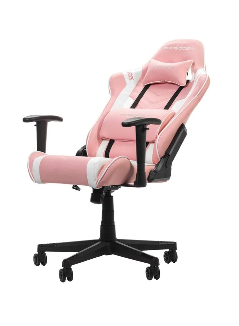 Prince Series P132 Gaming Chair - Ergonomic Design with 1D Adjustable Armrests, Soft Surface Upholstery, High-Quality Materials, Customizable Recline, Sturdy Metal Base, Smooth-Rolling Casters, Pink and White | GC-P132-PW-F2