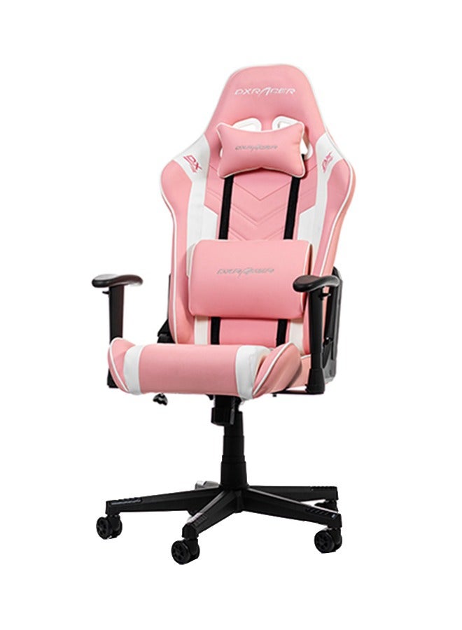 Prince Series P132 Gaming Chair - Ergonomic Design with 1D Adjustable Armrests, Soft Surface Upholstery, High-Quality Materials, Customizable Recline, Sturdy Metal Base, Smooth-Rolling Casters, Pink and White | GC-P132-PW-F2