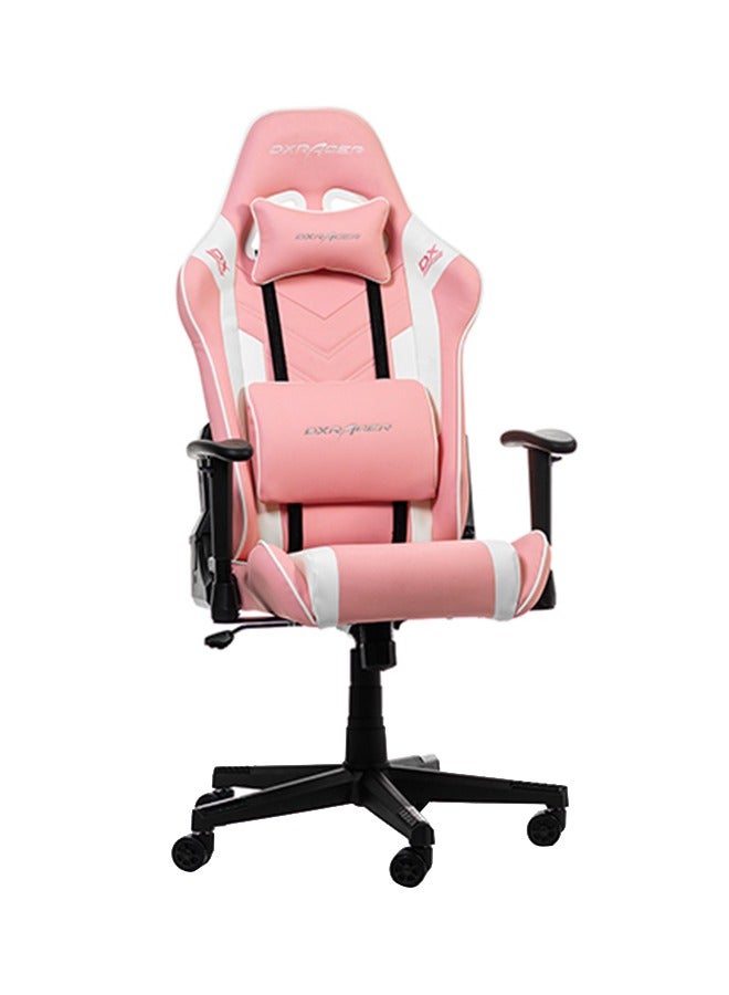 Prince Series P132 Gaming Chair - Ergonomic Design with 1D Adjustable Armrests, Soft Surface Upholstery, High-Quality Materials, Customizable Recline, Sturdy Metal Base, Smooth-Rolling Casters, Pink and White | GC-P132-PW-F2