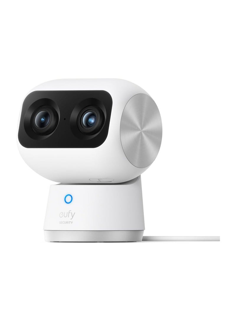 eufy Security Indoor Cam S350, Dual Cameras, 4K UHD Resolution Security Camera with 8× Zoom and 360° PTZ, Human/Pet AI, Ideal for Baby Monitor/Pet Camera/Home Security, Dual-Band Wi-Fi 6, Plug in