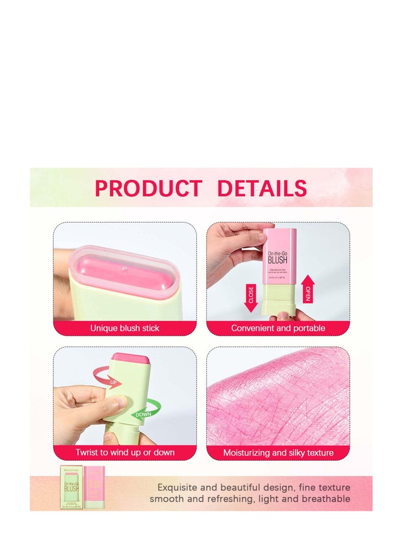Blush Beauty Wand, Solid Moisturizer Stick, Multi Use Makeup Waterproof Blush Stick, Natural Looking, Suitable for Cheeks Glow Dewy Finish (Hot Red)