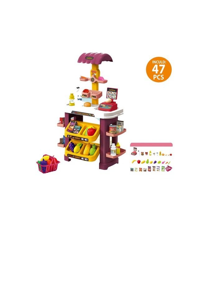 Kids Mini Home Supermarket Toy Set With Scanners, shale, weight Scale Pretend Play Cash Register with 47 Play Food Pieces and Accessories, Officially Licensed Kids Toys for Ages 3 Up by Just Play