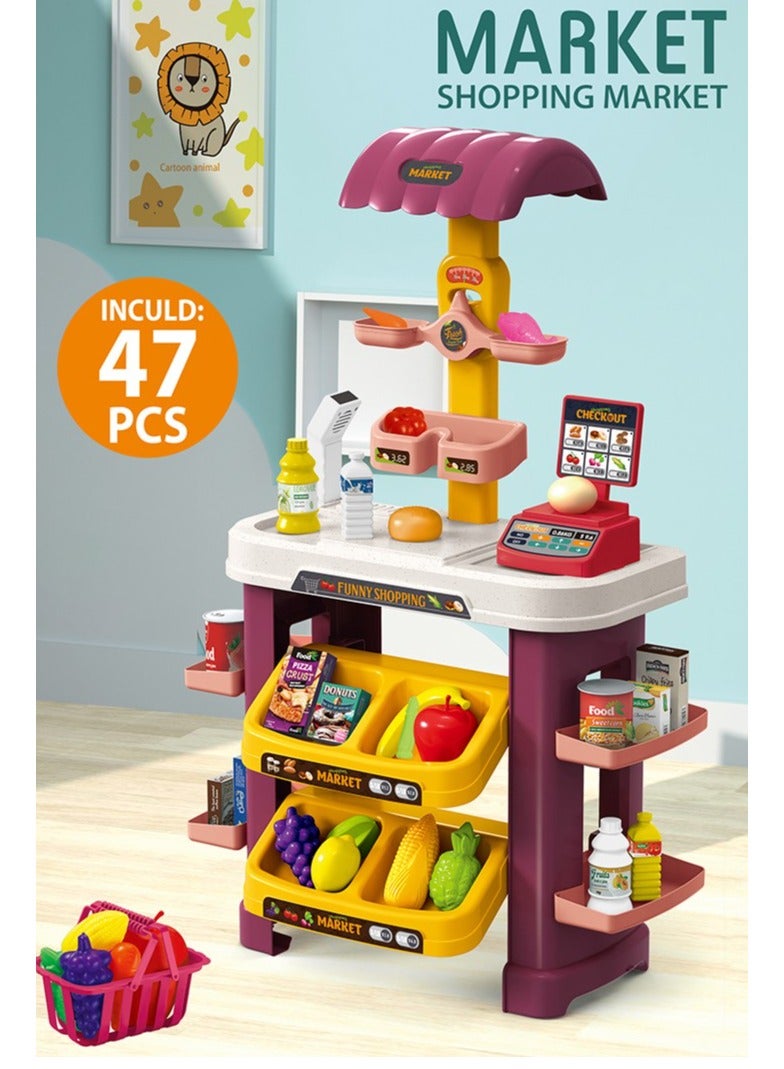 Kids Mini Home Supermarket Toy Set With Scanners, shale, weight Scale Pretend Play Cash Register with 47 Play Food Pieces and Accessories, Officially Licensed Kids Toys for Ages 3 Up by Just Play