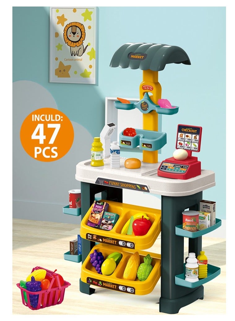 Kids Mini Home Supermarket Toy Set With Scanners, shale, weight Scale Pretend Play Cash Register with 47 Play Food Pieces and Accessories, Officially Licensed Kids Toys for Ages 3 Up by Just Play