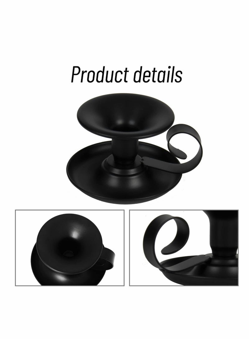 Taper Candle Stick Holder, Retro Iron Simple Black Candlestick Holders Candlelight Stand for Party Wedding Table Home Decoration 2Pcs