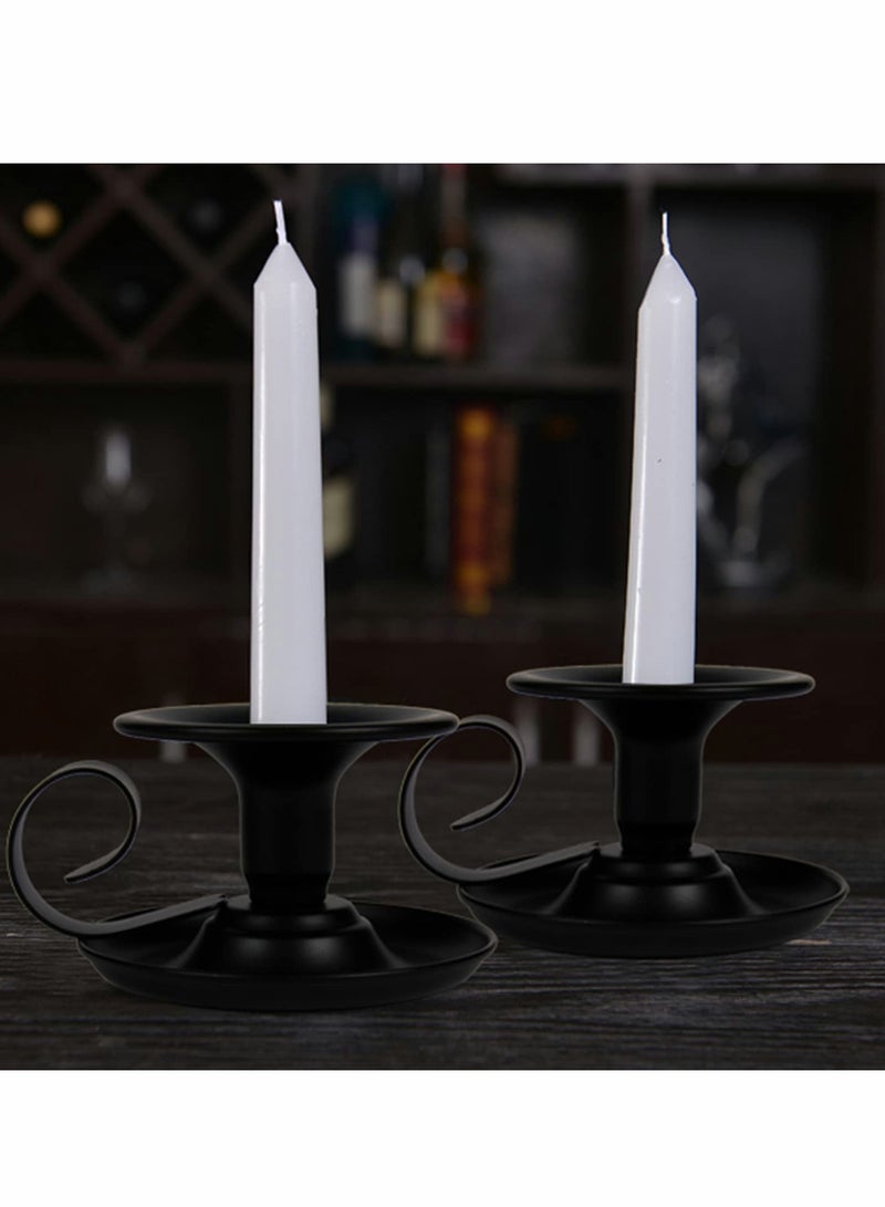 Taper Candle Stick Holder, Retro Iron Simple Black Candlestick Holders Candlelight Stand for Party Wedding Table Home Decoration 2Pcs