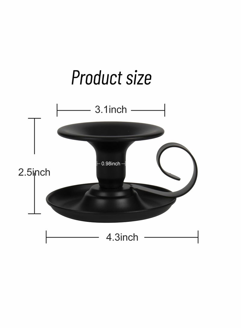 Taper Candle Stick Holder, Retro Iron Simple Black Candlestick Holders Candlelight Stand for Party Wedding Table Home Decoration 2Pcs