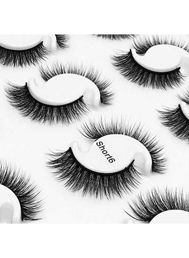 New 12 Pairs 3D Handmade Fake Eyelashes Natural Short Thick Daily Makeup Thick Cross Eyelashes Eye Mink Lashes (Short6)