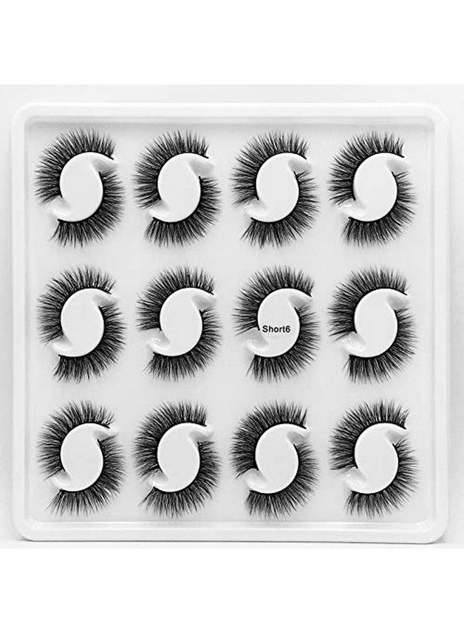 New 12 Pairs 3D Handmade Fake Eyelashes Natural Short Thick Daily Makeup Thick Cross Eyelashes Eye Mink Lashes (Short6)