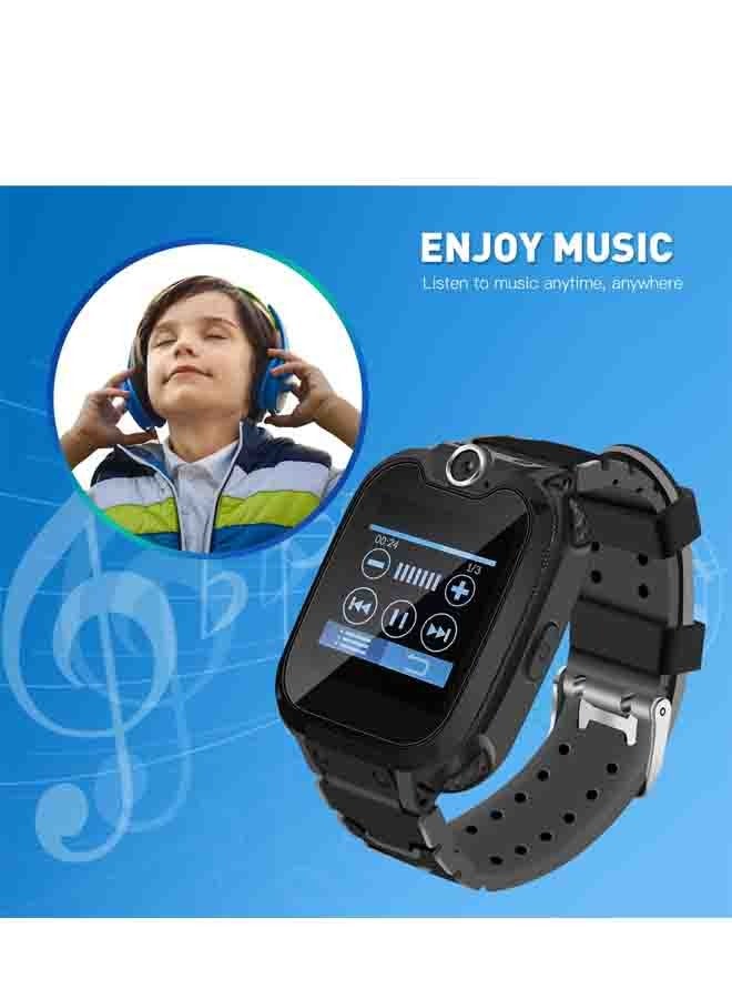 Children's Smartwatch LBS Tracker Intelligent Watch with Call SOS Voice Chat Digital Camera Game SmartWatch for Children Boys Girls Student With Large Touch Screen for Children Birthday Gifts Black